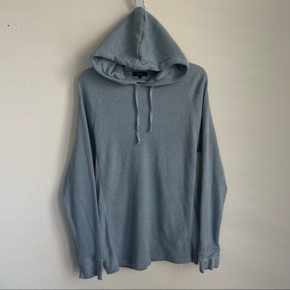 Vince Knit Like Lightweight Blue Pullover Hoodie